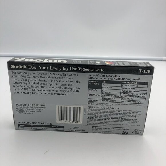 Vintage Scotch Video Cassette Blank VHS EG T-120 Sealed - Picture 3 of 4